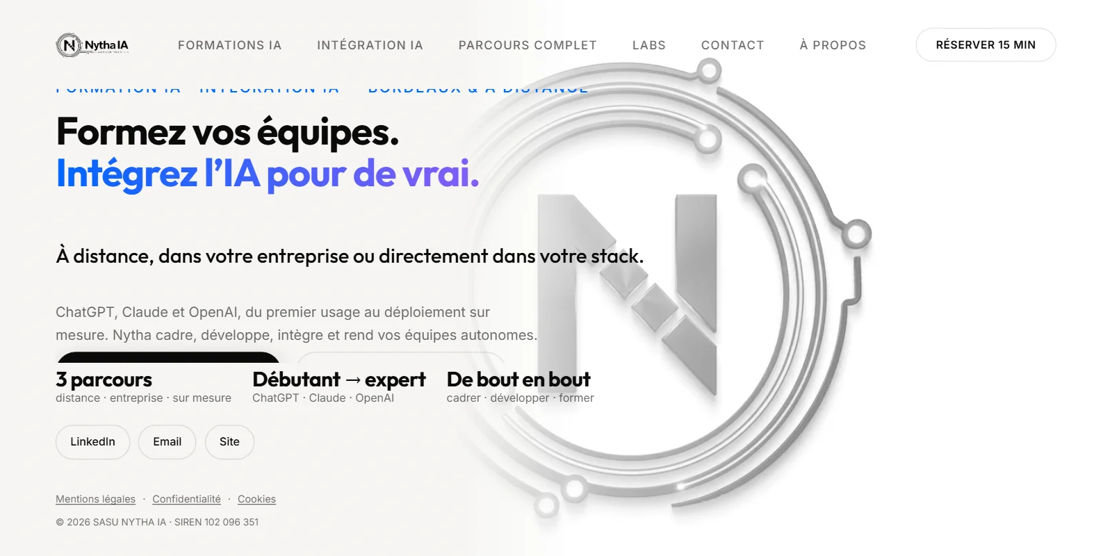 Aperçu du site de Nytha IA