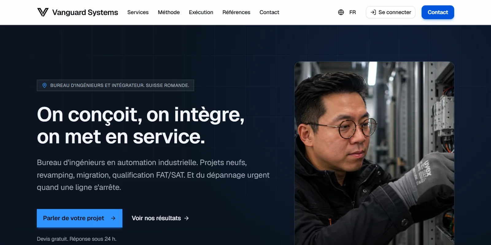 Aperçu du site de Vanguard Systems